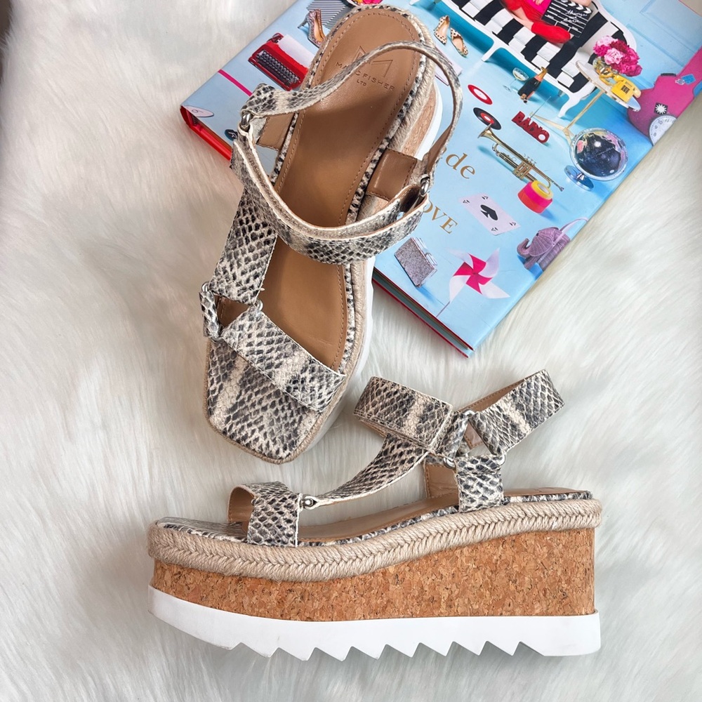 Marc Fisher Snake Print Wedge Sandals